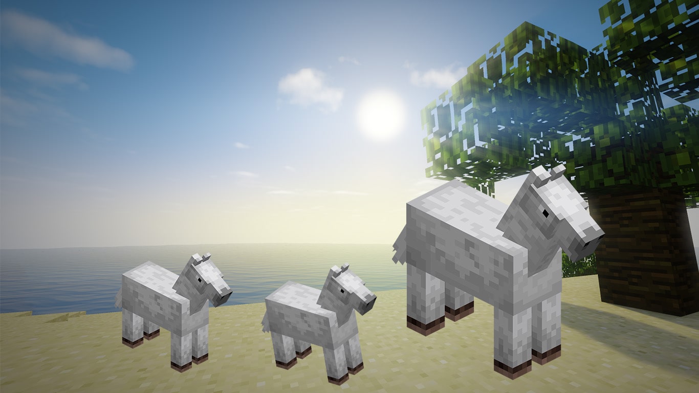 What is the title of this picture ? Breed Horses in Minecraft: Our Easy Guide - Games Bap
